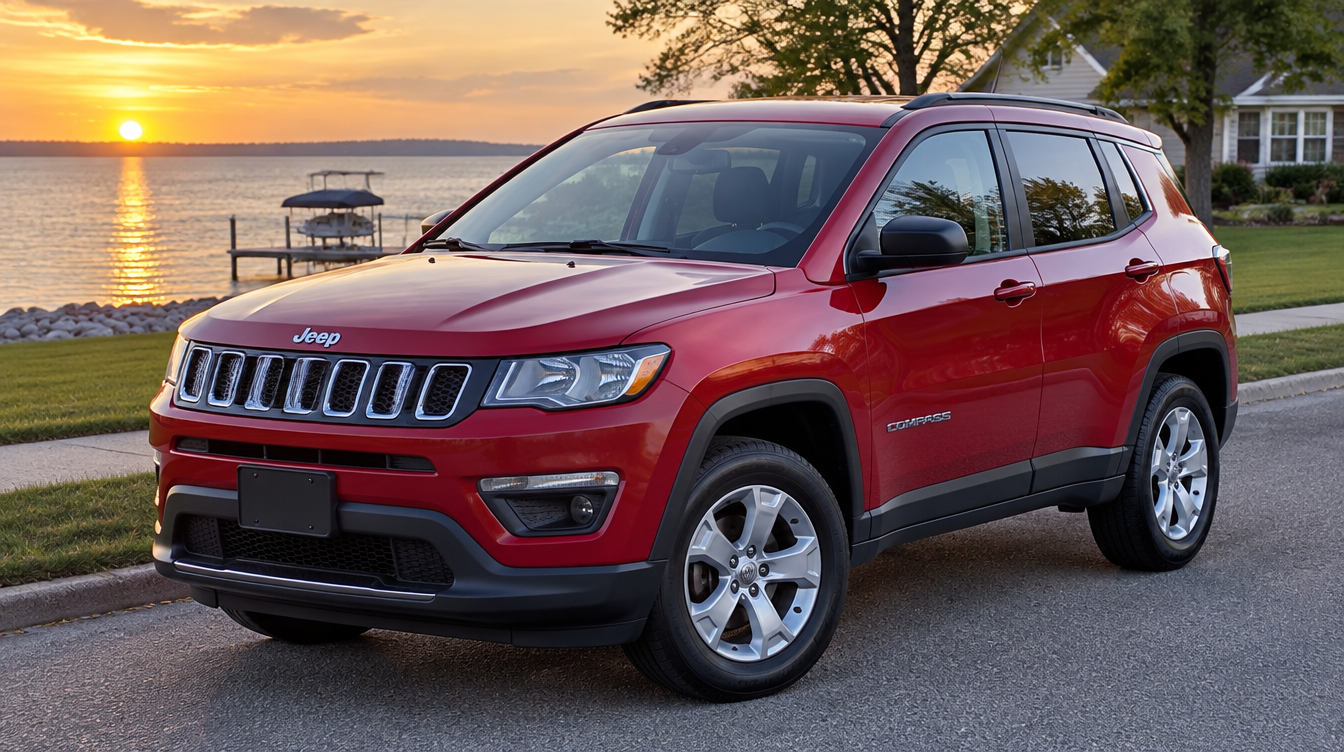 Red 2017 Jeep Compass Sport 4x4 rental from SMC Rentals in Michigan